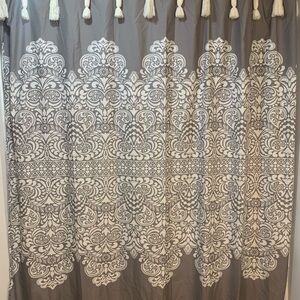 Gray and White Shower Curtain